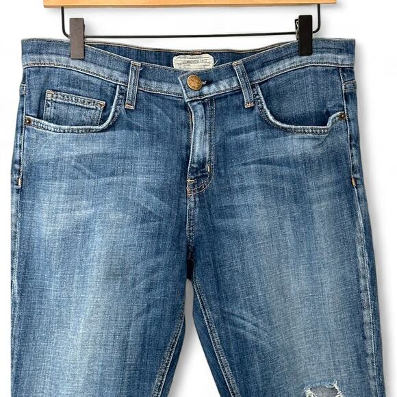 Current/Elliot The Cropped Straight Distressed Denim Jeans (29) - Picture 4 of 16